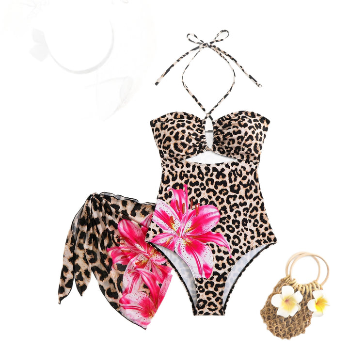 Women Chic Cut-Out Swimsuit with Floral Wrap Skirt Mune Fashion