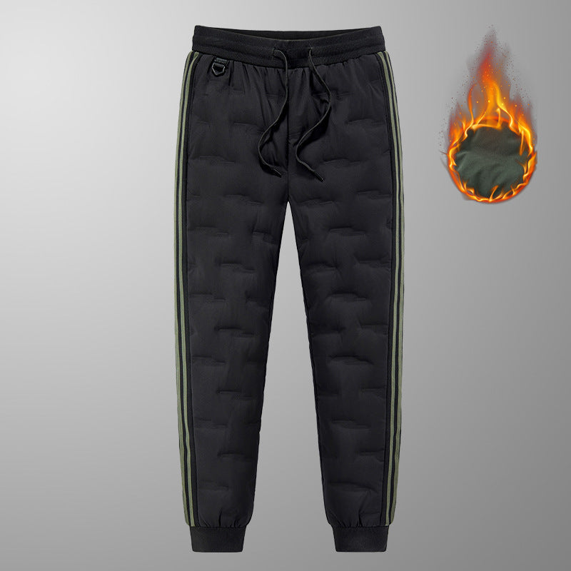 Men's Padded Quilted Jogging Pants with Thermal Insulation and Contrast Stripes Mune Fashion
