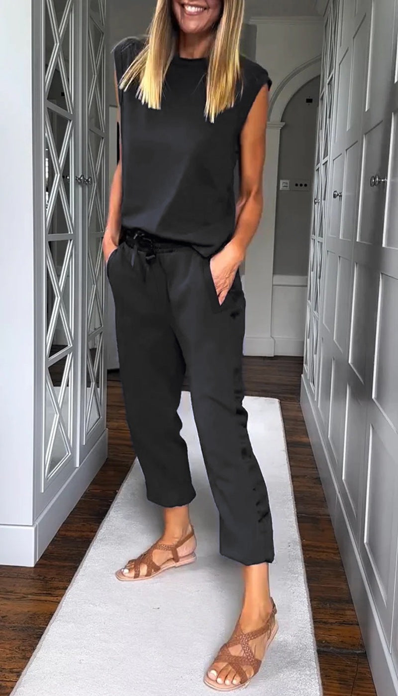 Women's urban jersey two-piece set with dropped shoulder and high-cut cord jog pant Mune Fashion