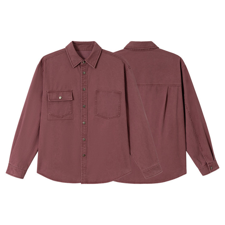 Women's relaxed shirt jacket made of cotton twill with asymmetric breast pocket Mune Fashion