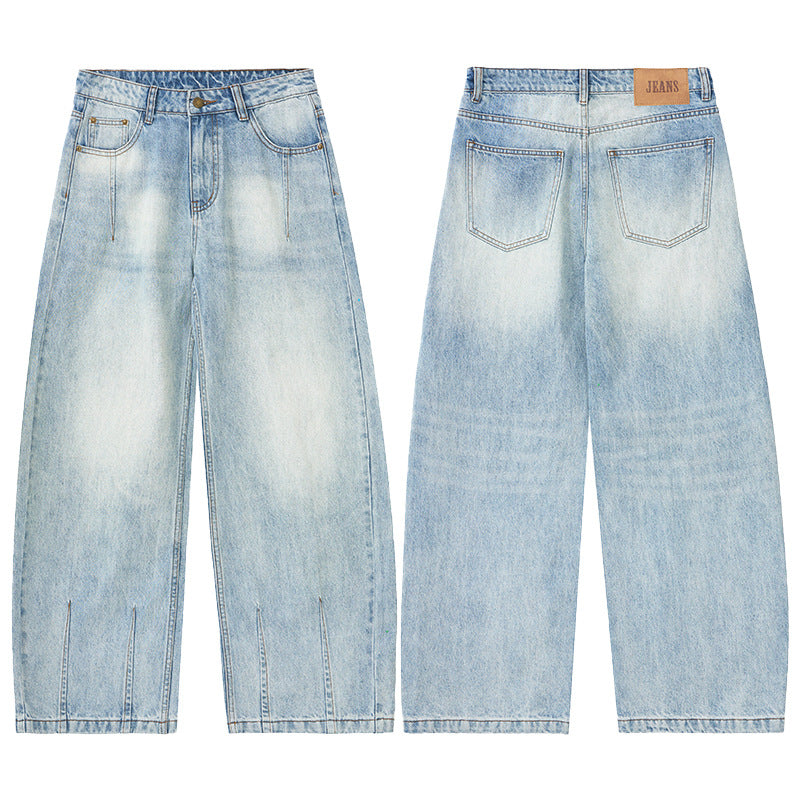 Men's Extreme Baggy Denim Pants in Floor-Length Palazzo Cut with Deep Crotch Mune Fashion