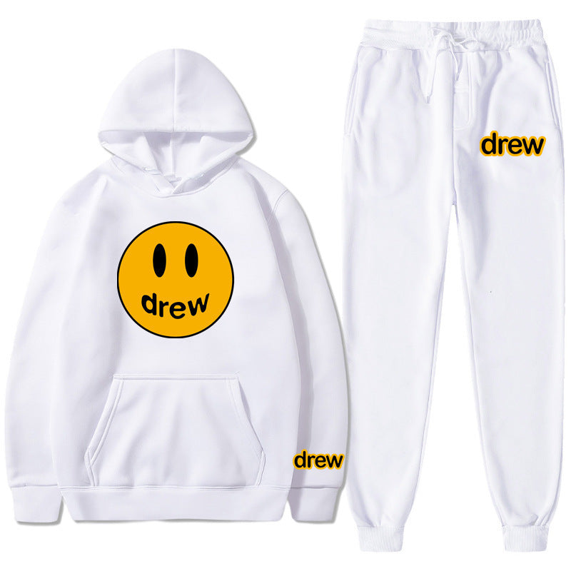Unisex two-piece lounge set made of French terry with smiley print hoodie and tapered jogger pants Mune Fashion