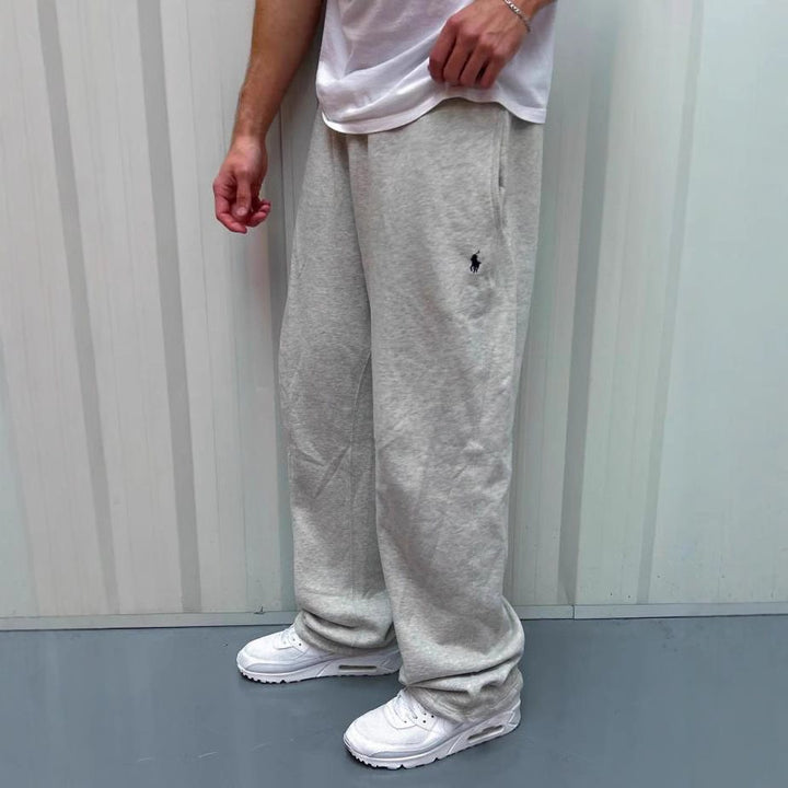 Men's Loose Baggy Sweatpants with Elastic Waistband and Embroidered Logo Mune Fashion