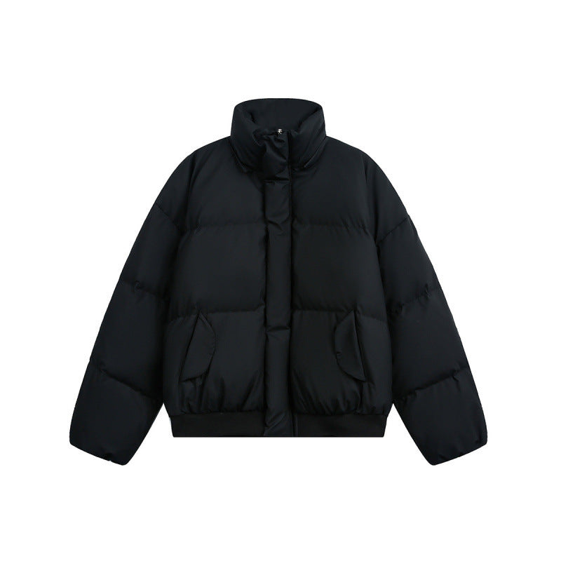 Women short quilted bomber jacket with hood and faux fur trim Mune Fashion