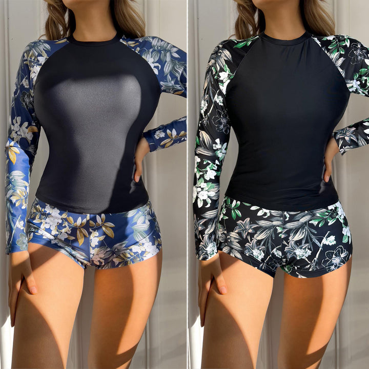 Women's Long Sleeve Rashguard with Floral Pattern Mune Fashion