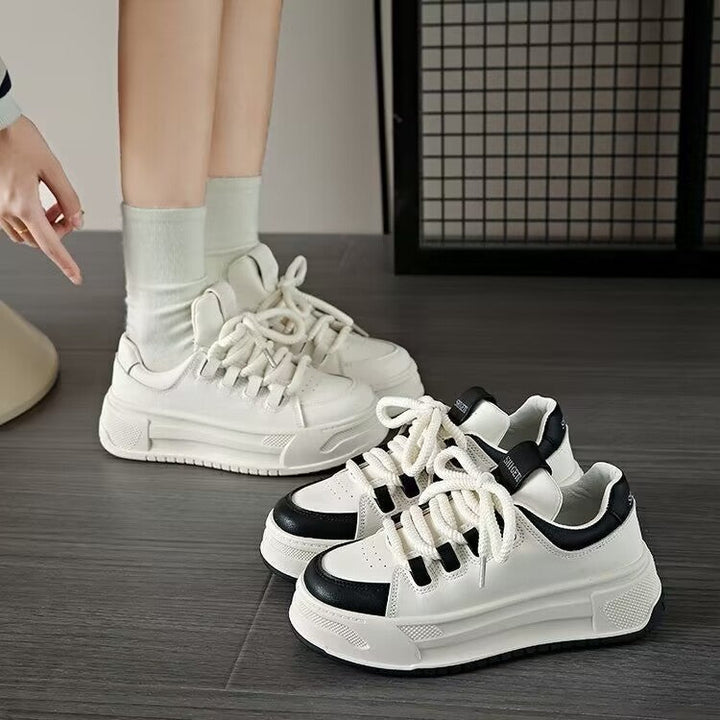 Ladies' fashionable sneakers with continuous platform and elastic shoelaces Mune Fashion