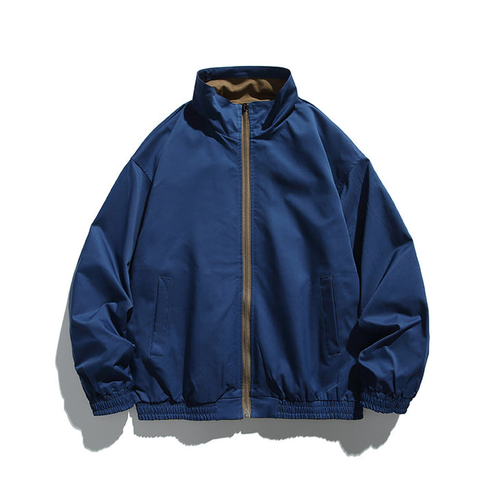 Unisex Boxy transitional jacket made of technical cotton blend with stand-up collar, front zipper, and concealed chest flap Mune Fashion