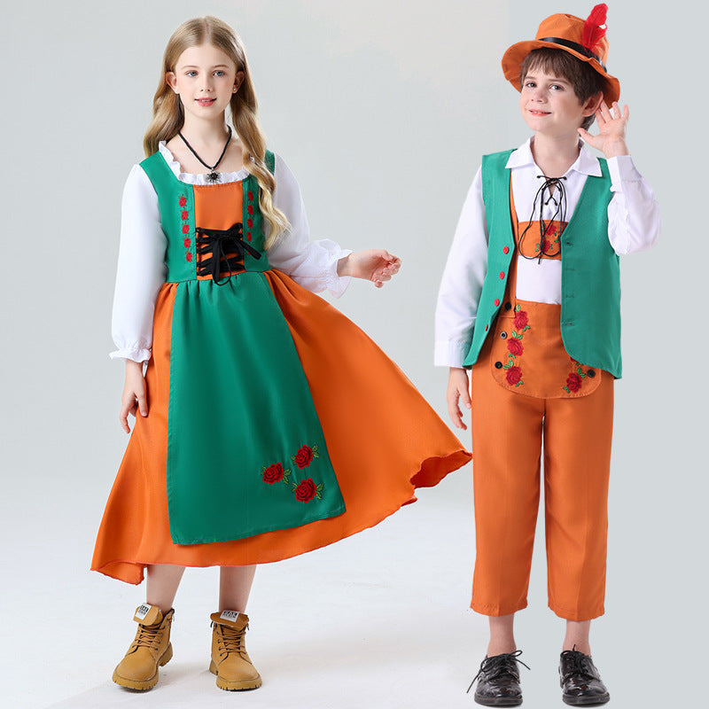 Ladies nan folkloric children's dirndl with laced bodice and embroidered apron Mune Fashion