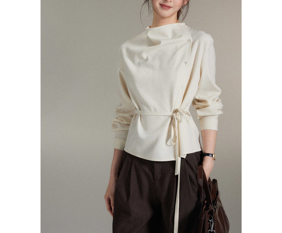 Women's Fashion Blouse with Wrap Neckline Mune Fashion