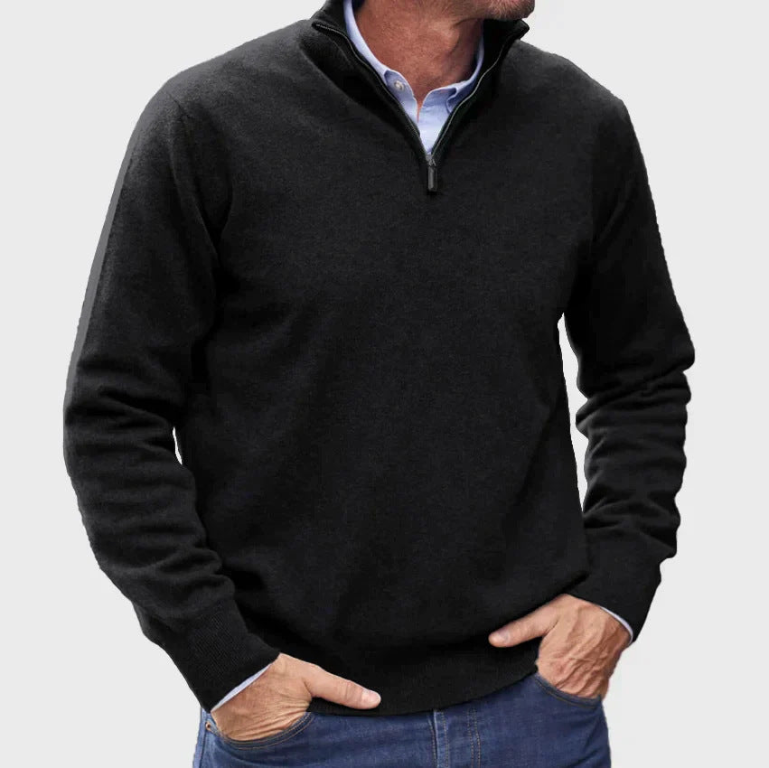Men's High-Quality Knit Sweater with Stand-Up Collar