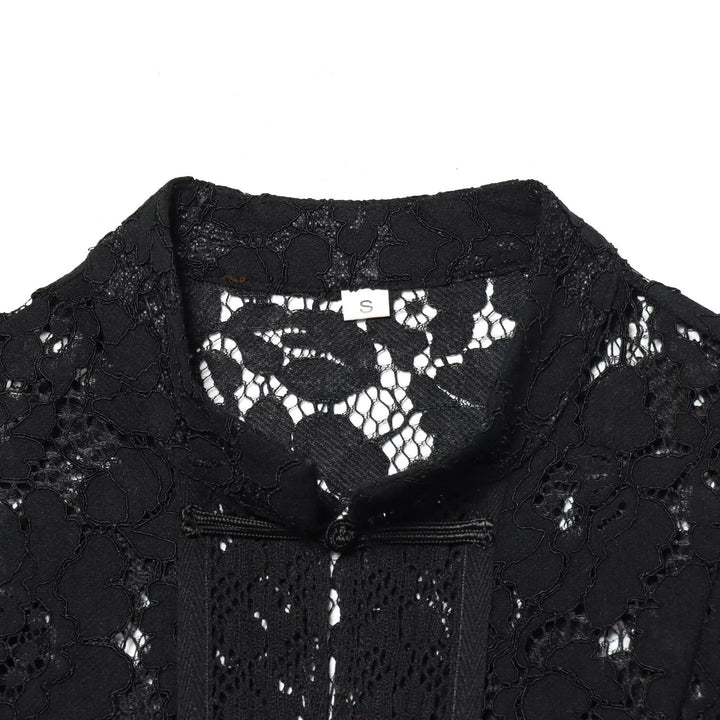 Women's lace jacket with mandarin collar and decorative frog closures Mune Fashion