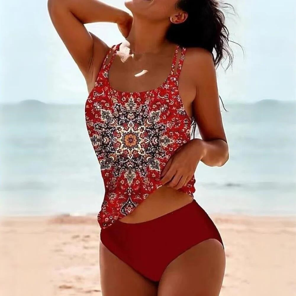 Women's swimsuit with decorative floral pattern and stylish strap laces Mune Fashion