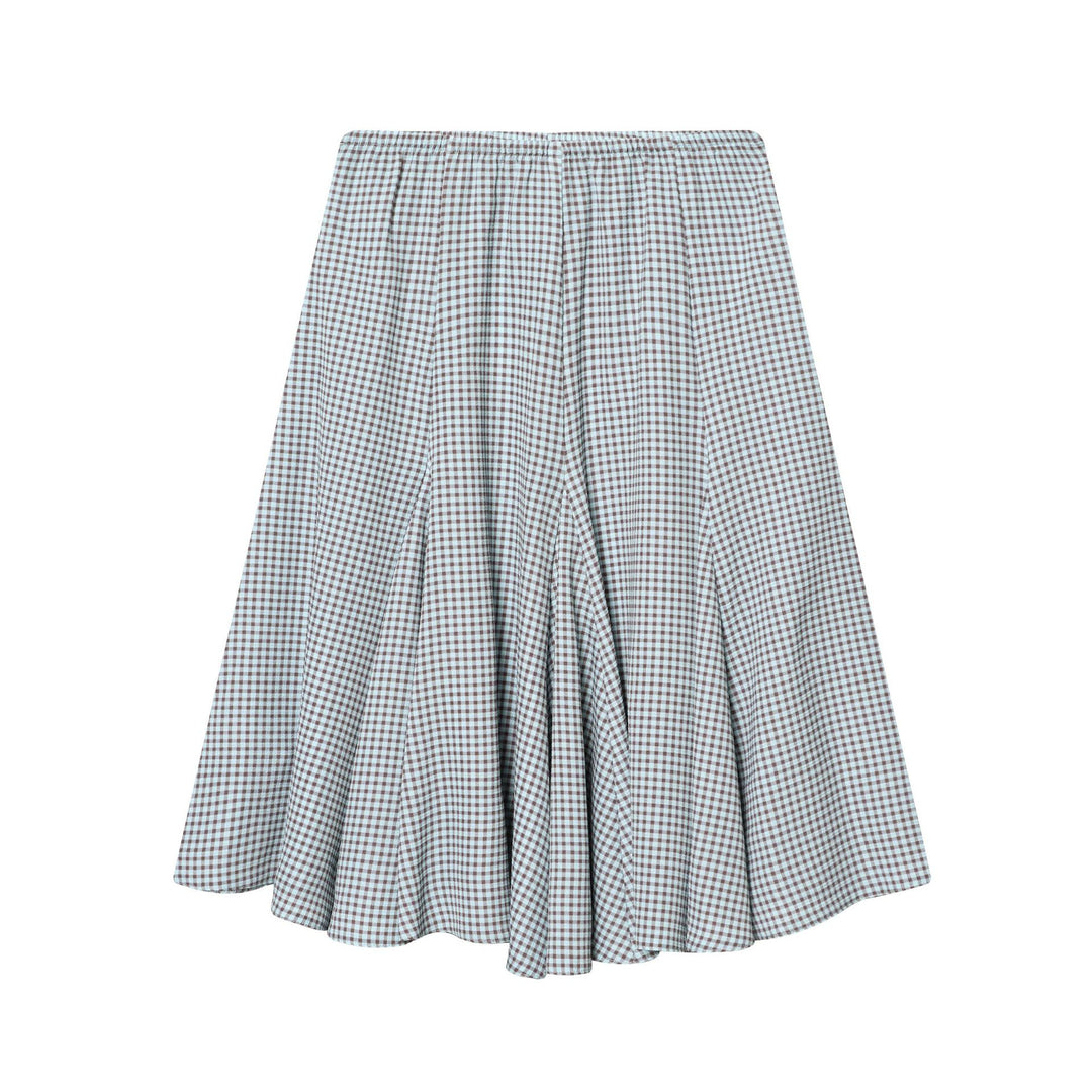 Women’s flared midi skirt with Vichy check and elastic waistband Mune Fashion