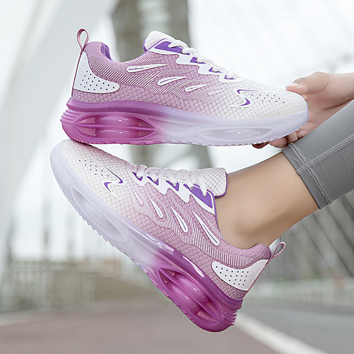 Women's trendy sports sneakers with visible air chamber midsole and seamless knit upper Mune Fashion
