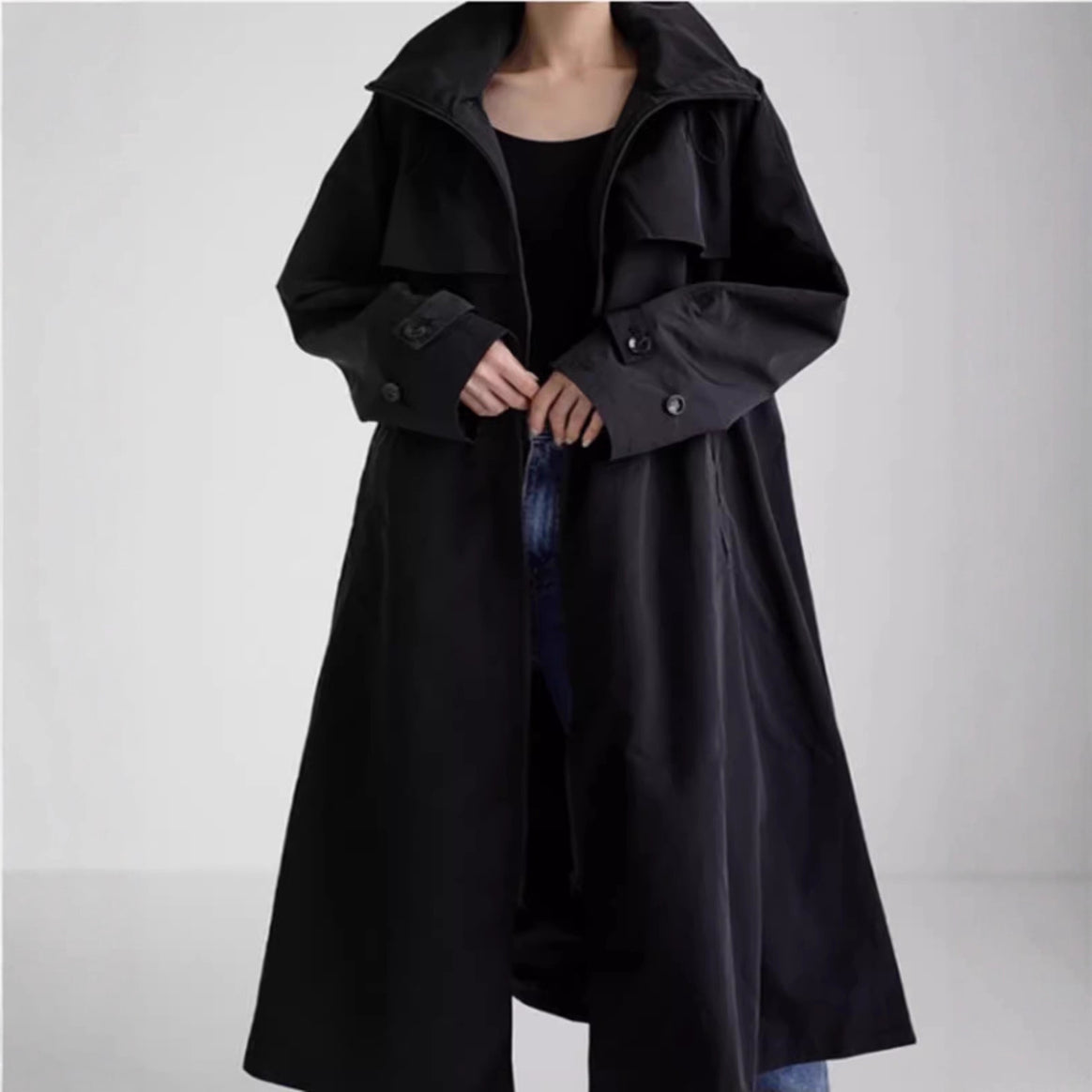 Women Oversize Long Raincoat with Hood, Water-Repellent GewMune Fashion and Wide A-Line Cut Mune Fashion