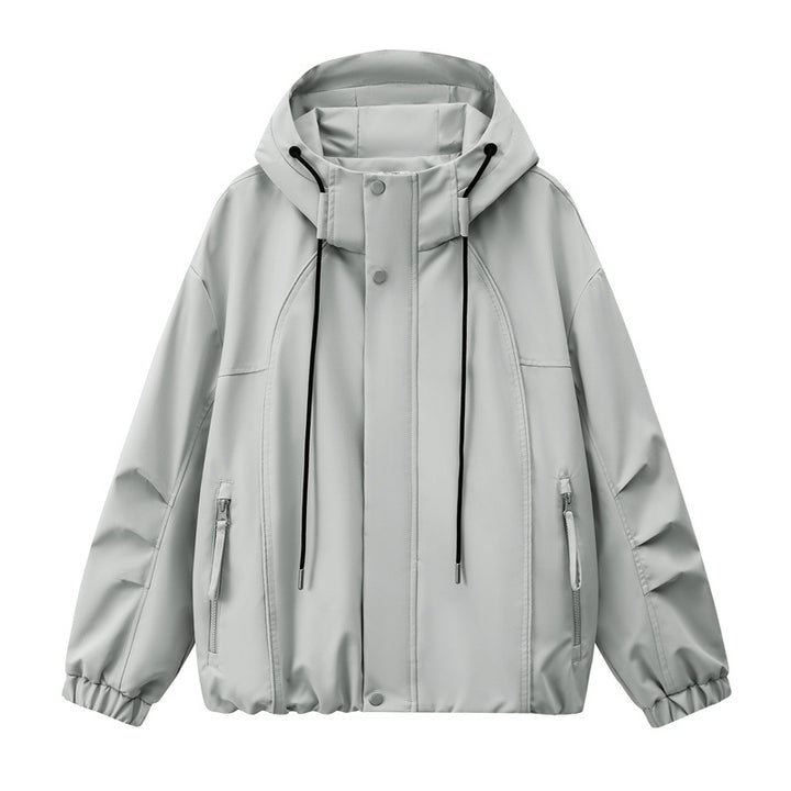 Men's Lightweight Hooded Utility Transition Jacket with Water-Repellent Outer Shell and Elastic Hem Mune Fashion