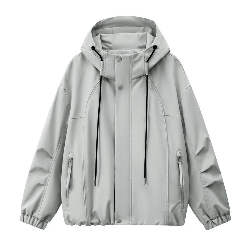Men's Lightweight Hooded Utility Transition Jacket with Water-Repellent Outer Shell and Elastic Hem Mune Fashion