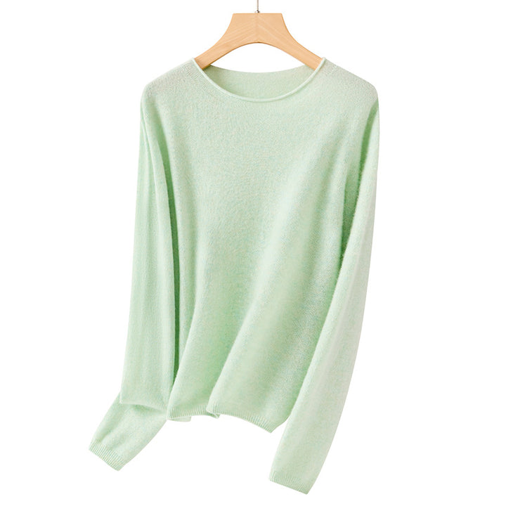 Women Fine Crew Neck Sweater made of Cashmere Blend with Slight Oversize Cut Mune Fashion