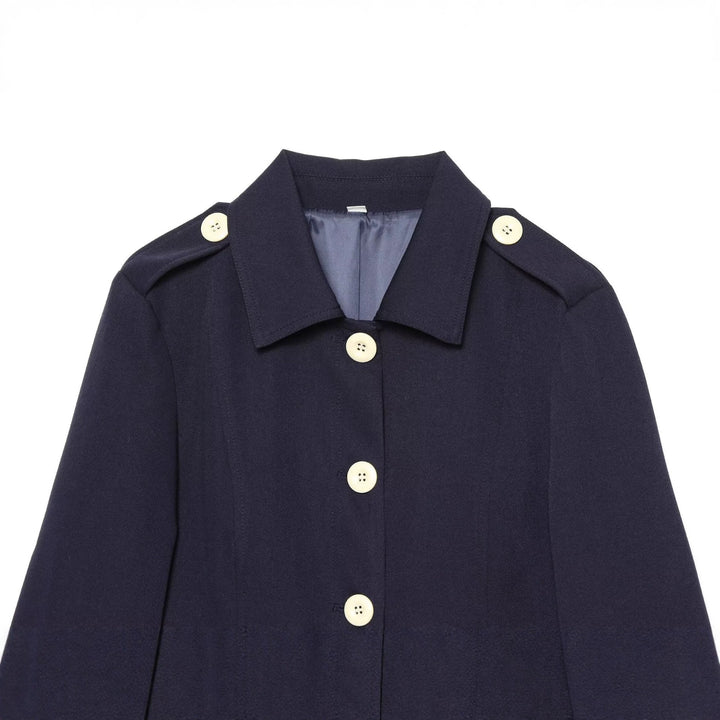 Women's short field jacket with button closure, patch pockets, and shoulder epaulets Drune