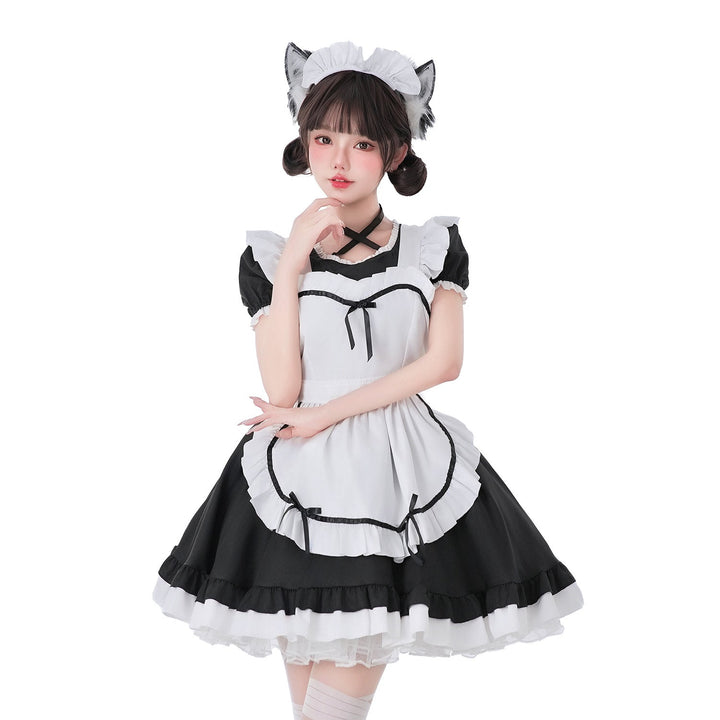 Women's playful maid dress with ruffle details and decorated apron dress Mune Fashion