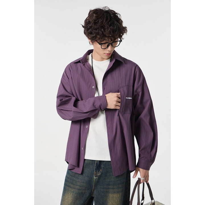 Unisex Oversize Shirt Jacket with structured ribbed look and patch breast pocket Mune Fashion