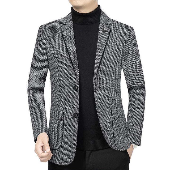 Men's Tailored Knit Blazer in Boucle Look with Patch Pockets Mune Fashion