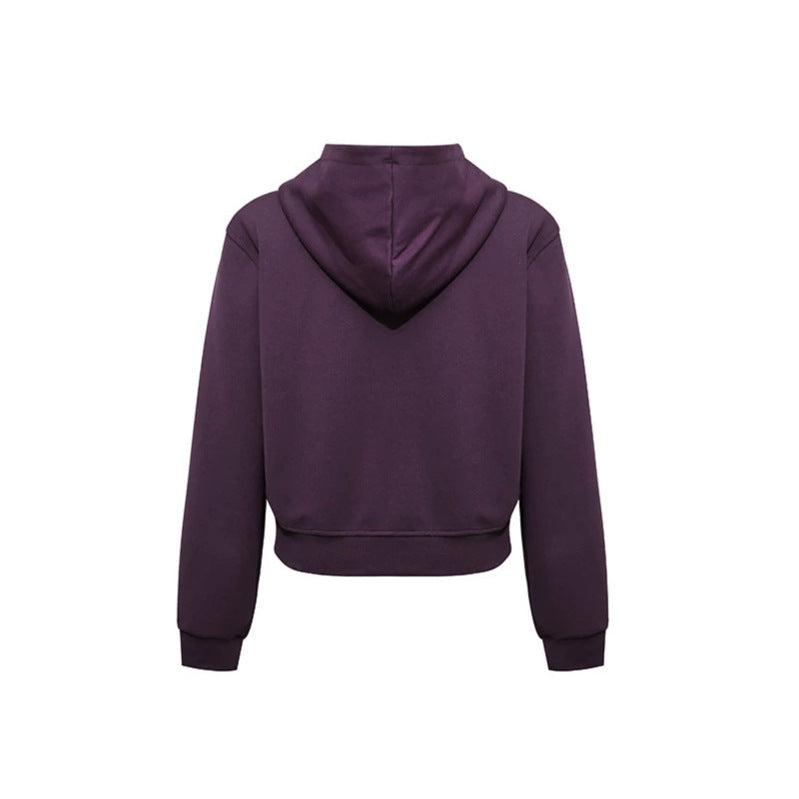 Women's Short Fitted Hoodie Sweat Jacket with Two-Way Zipper and Pockets Mune Fashion