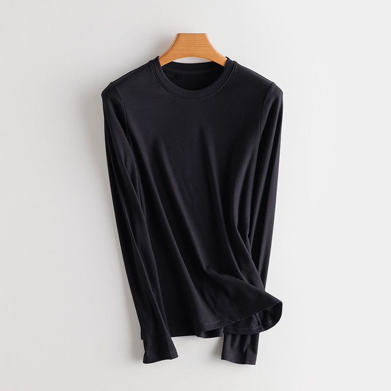 Women Fine Rib Long Sleeve Shirt with Turtleneck and Ruffle Edges Mune Fashion