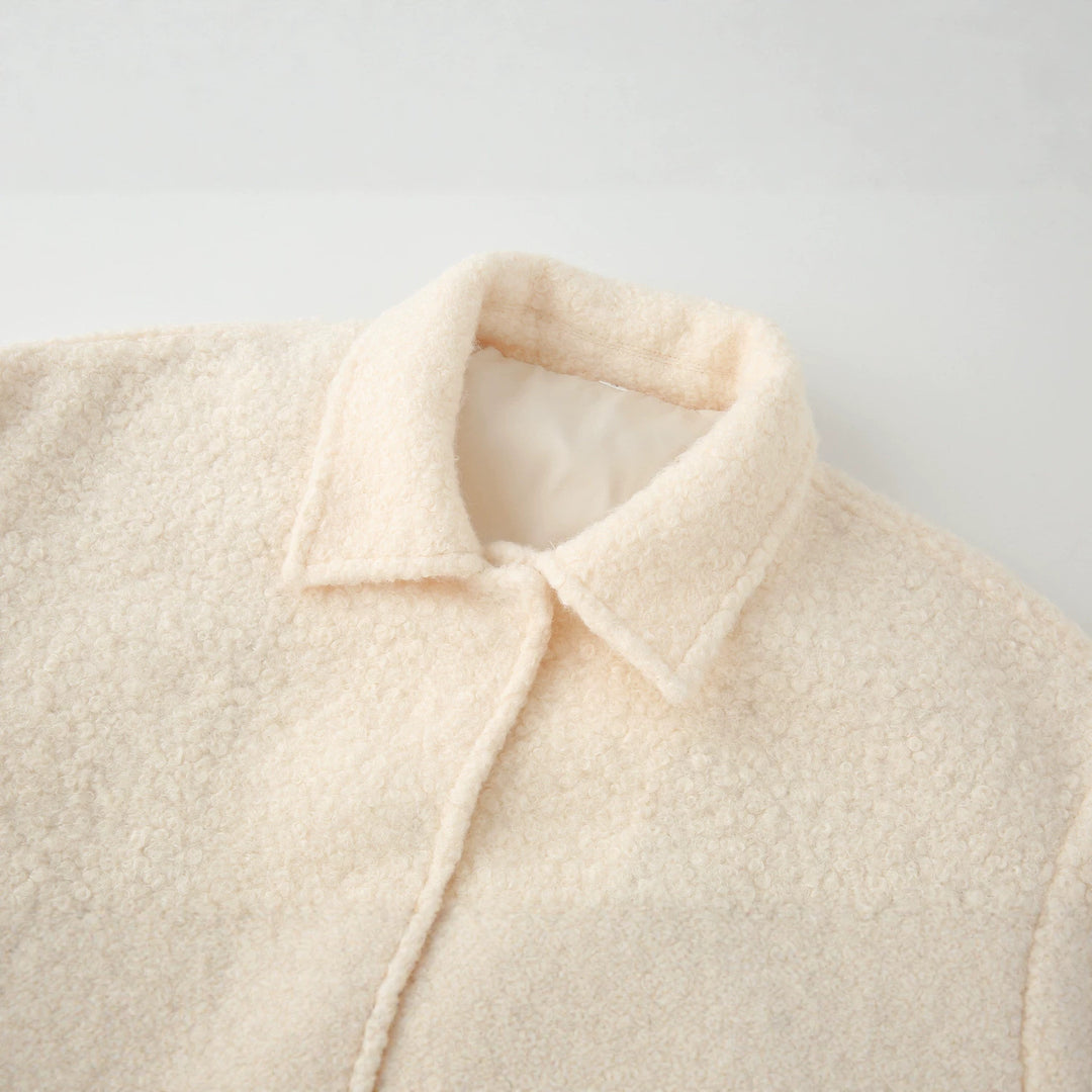 Ladies Teddy Boxy Jacket with Shirt Collar, Insert Pockets and Elastic Hem Mune Fashion