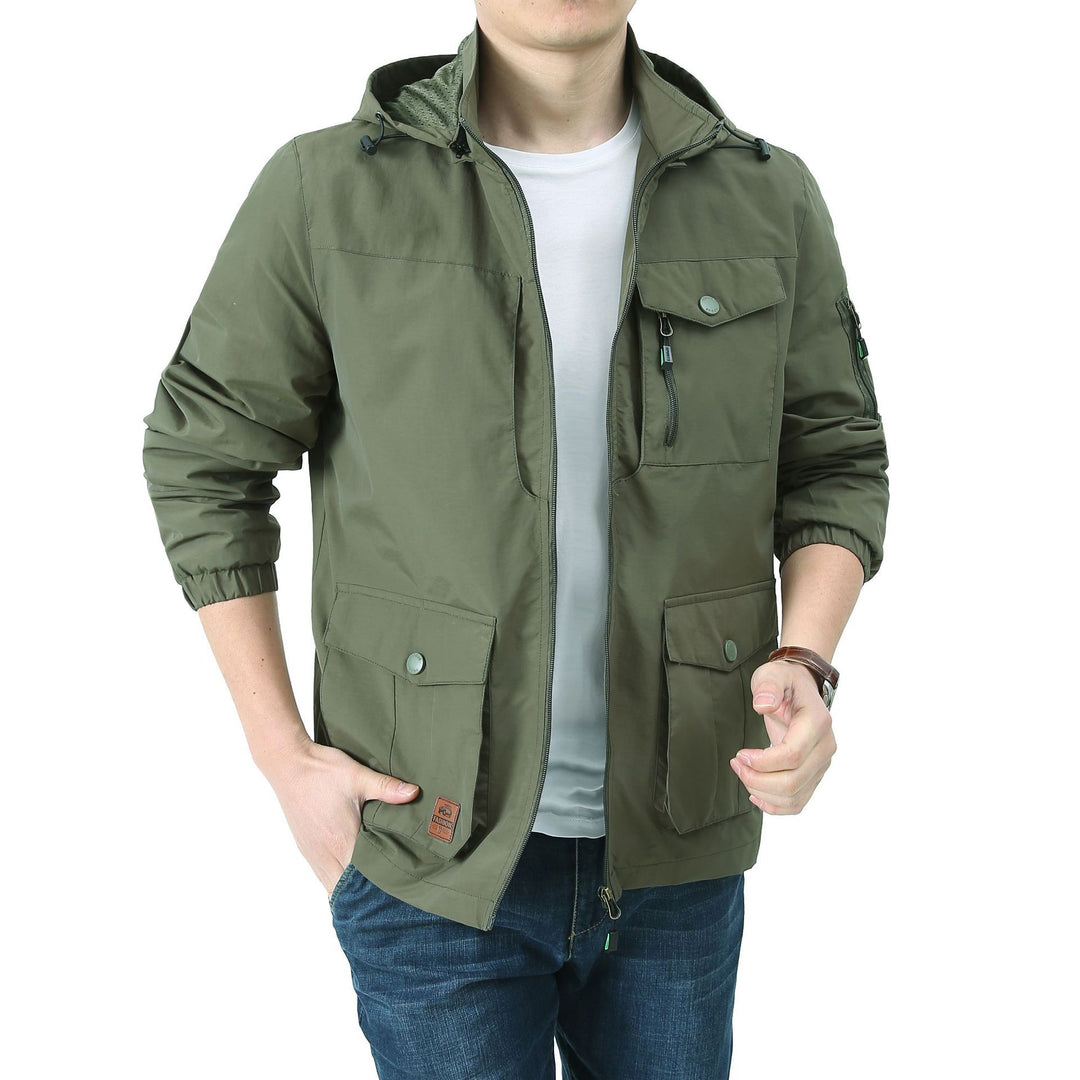 Men's Urban-Utility Field Jacket with Hood, Multiple Pockets and Elastic Cuffs Mune Fashion