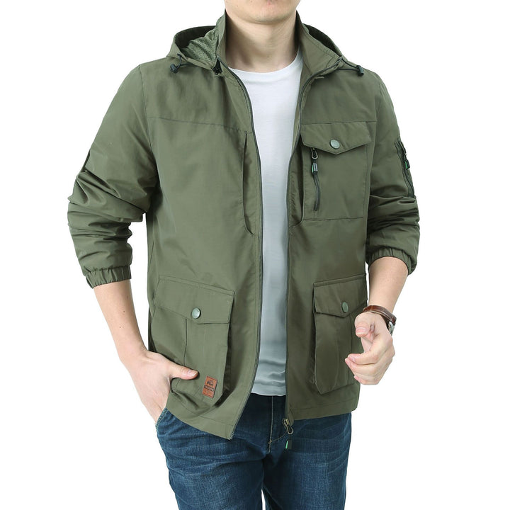 Men's Urban-Utility Field Jacket with Hood, Multiple Pockets and Elastic Cuffs Mune Fashion