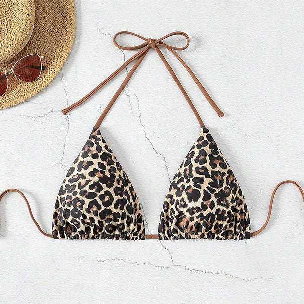 Ladies triangle bikini top with animal print Mune Fashion