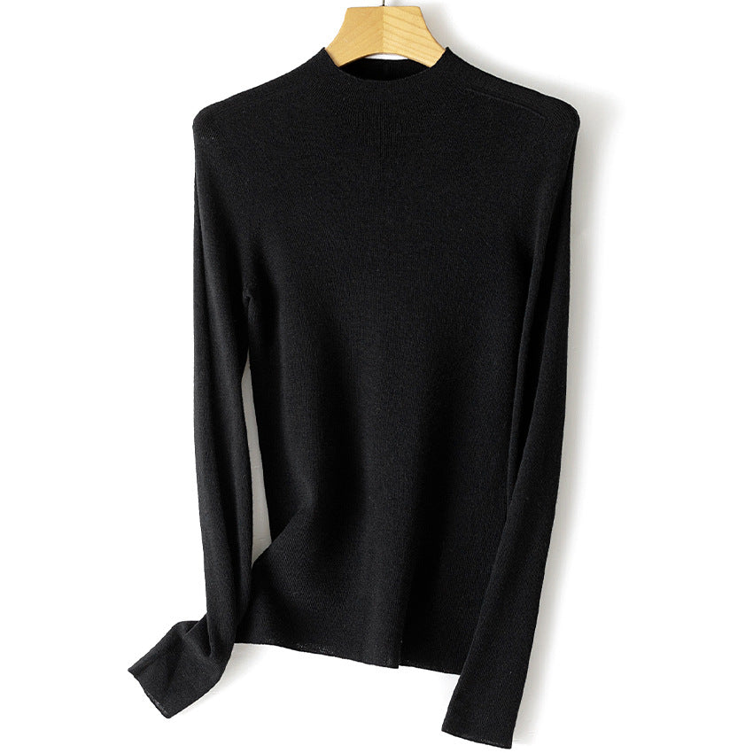 Women's fine knit pullover with stand-up collar and slim silhouette Mune Fashion
