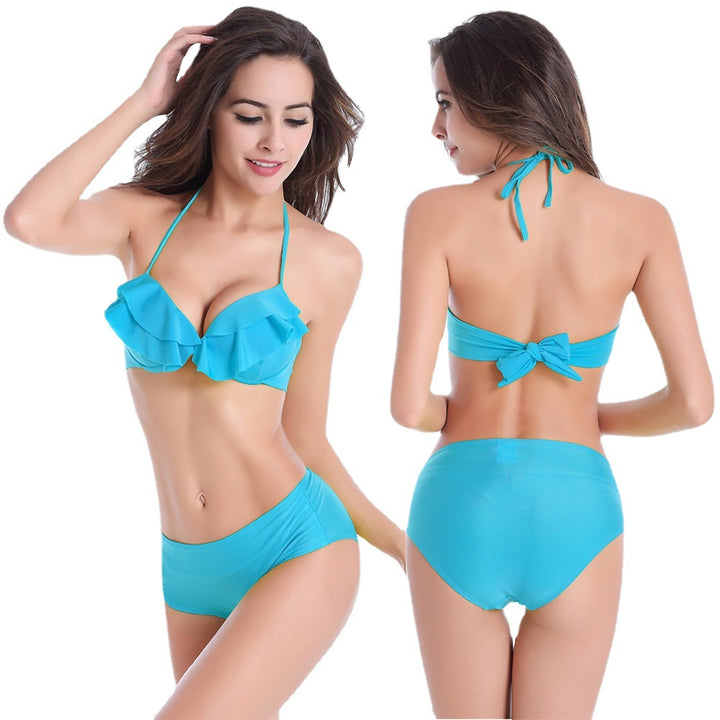 Women's Ruffled Bikini Set with High-Cut Briefs Mune Fashion