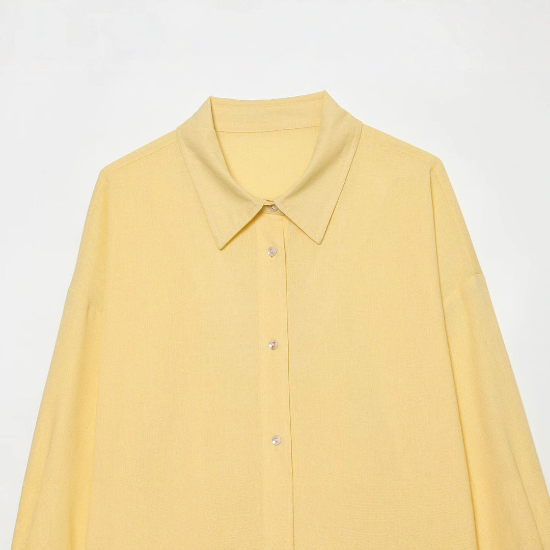 Women Oversized Shirt Blouse with Extra Wide Cut and Pointed Shirt Collar Mune Fashion