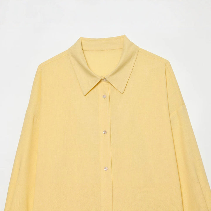 Women Oversized Shirt Blouse with Extra Wide Cut and Pointed Shirt Collar Mune Fashion
