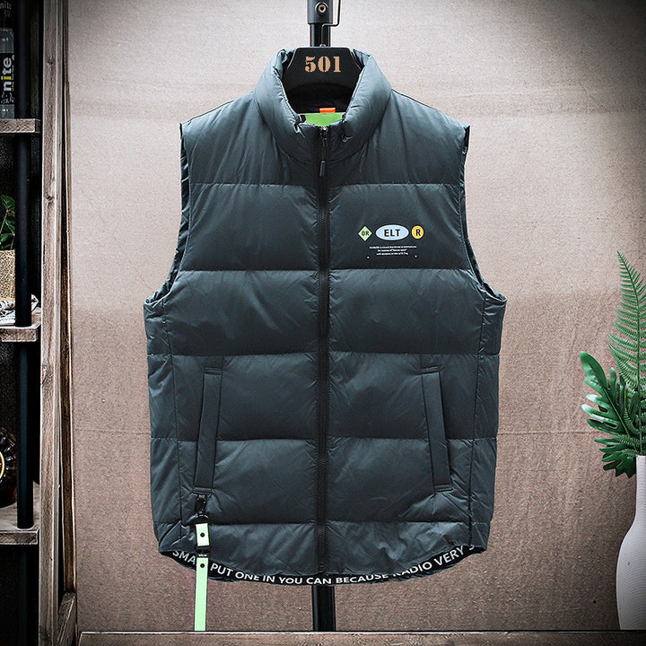 Men's padded quilted vest with high stand-up collar and drawstring hem Mune Fashion