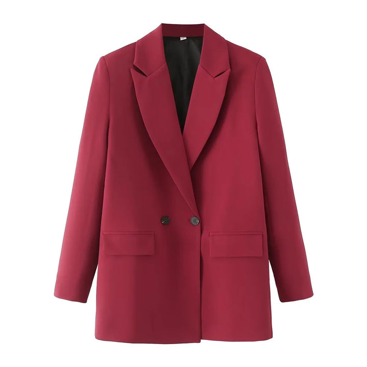 Women's Oversize Double-Breasted Blazer with Lapel and Soft Lining Mune Fashion