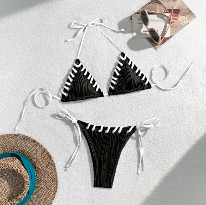 Women's triangle bikini with contrasting lacing details Mune Fashion