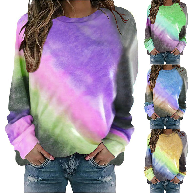 Women's Oversize Batik Sweatshirt with Round Neck and Soft Ribbed Cuffs Mune Fashion