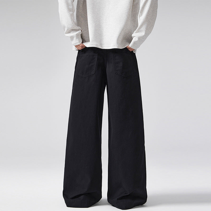 Women High-Cut Extra Wide Palazzo Pants made of Cotton Twill with Floor-Length Silhouette Mune Fashion