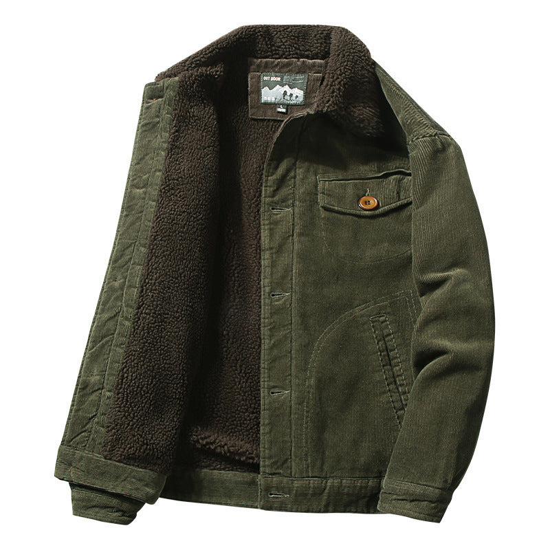 Men's cord jacket with continuous sherpa lining and shirt collar Mune Fashion