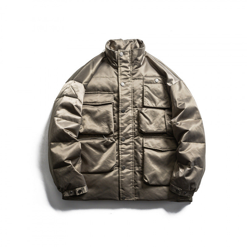 Unisex Padded Field Jacket in Boxy Cut with Multiple Pockets and Stand-Up Collar Mune Fashion
