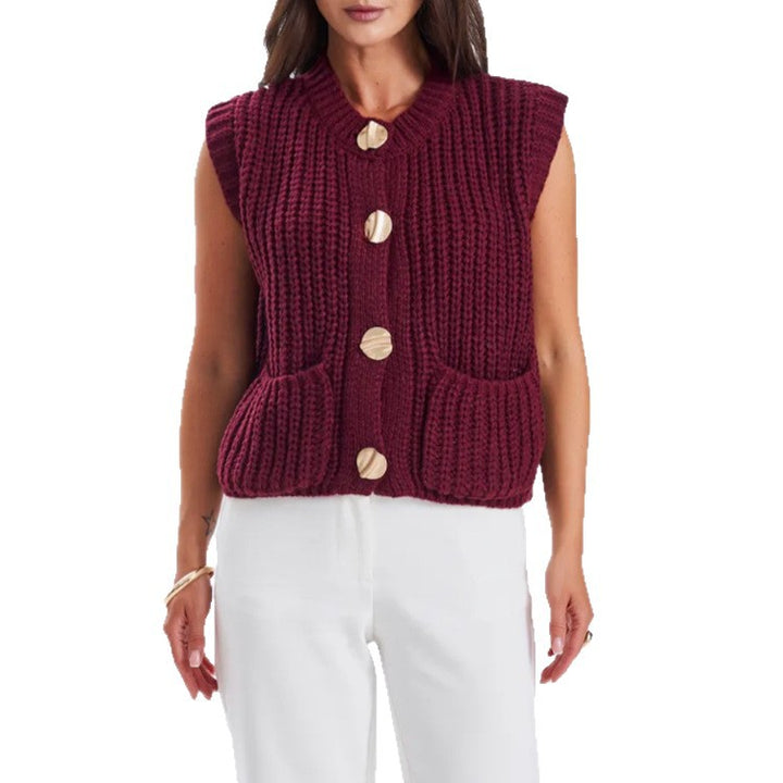 Women Chunky Knit Oversized Cardigan with Decorative Buttons Mune Fashion