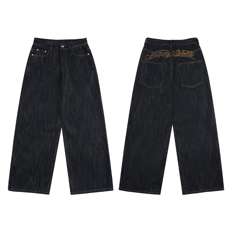 Men's Oversized Denim Palazzo Pants with Extra Wide Leg and Soft Drape Effect Mune Fashion