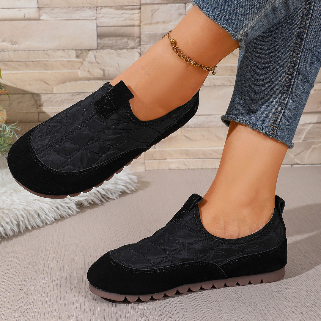 Women's Padded Quilted Slip-On Leisure Shoes with Non-Slip Profiling Sole Mune Fashion