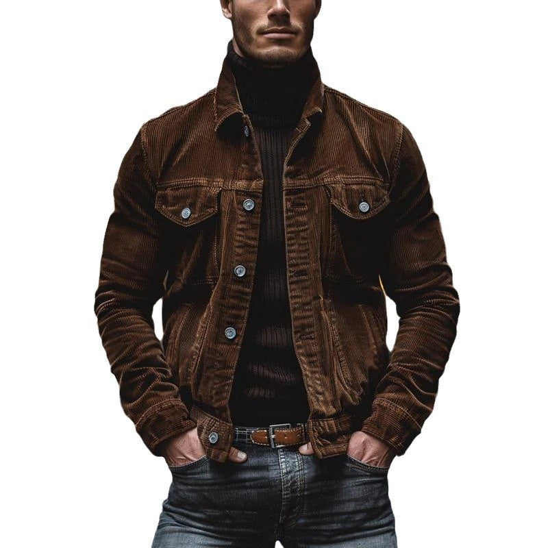 Men's cord jacket with tailored cut and snap button placket Mune Fashion