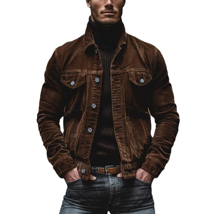 Men's cord jacket with tailored cut and snap button placket Mune Fashion