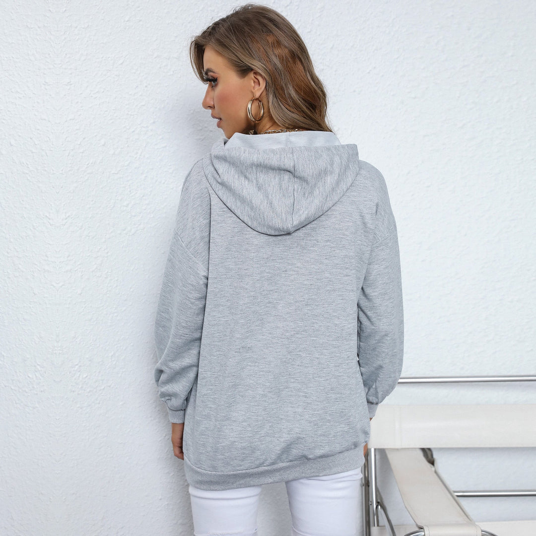 Women's hooded sweatshirt with statement print, kangaroo pocket and casual cut Mune Fashion