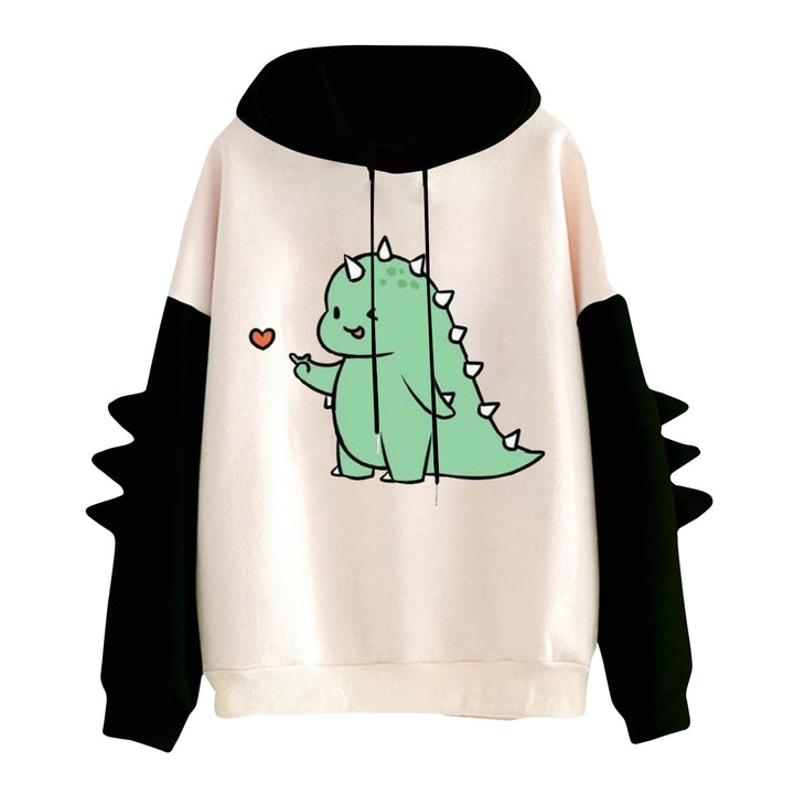 Women's hoodie with cute dinosaur print and three-dimensional spikes Mune Fashion